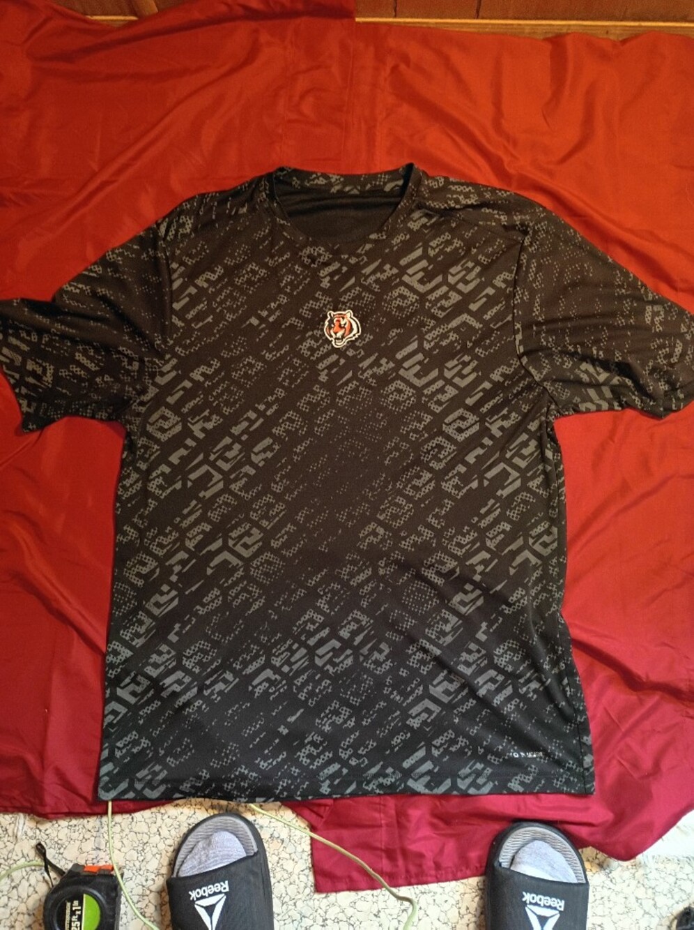 Black Graphic Performance Tee with Small Chest Emblem